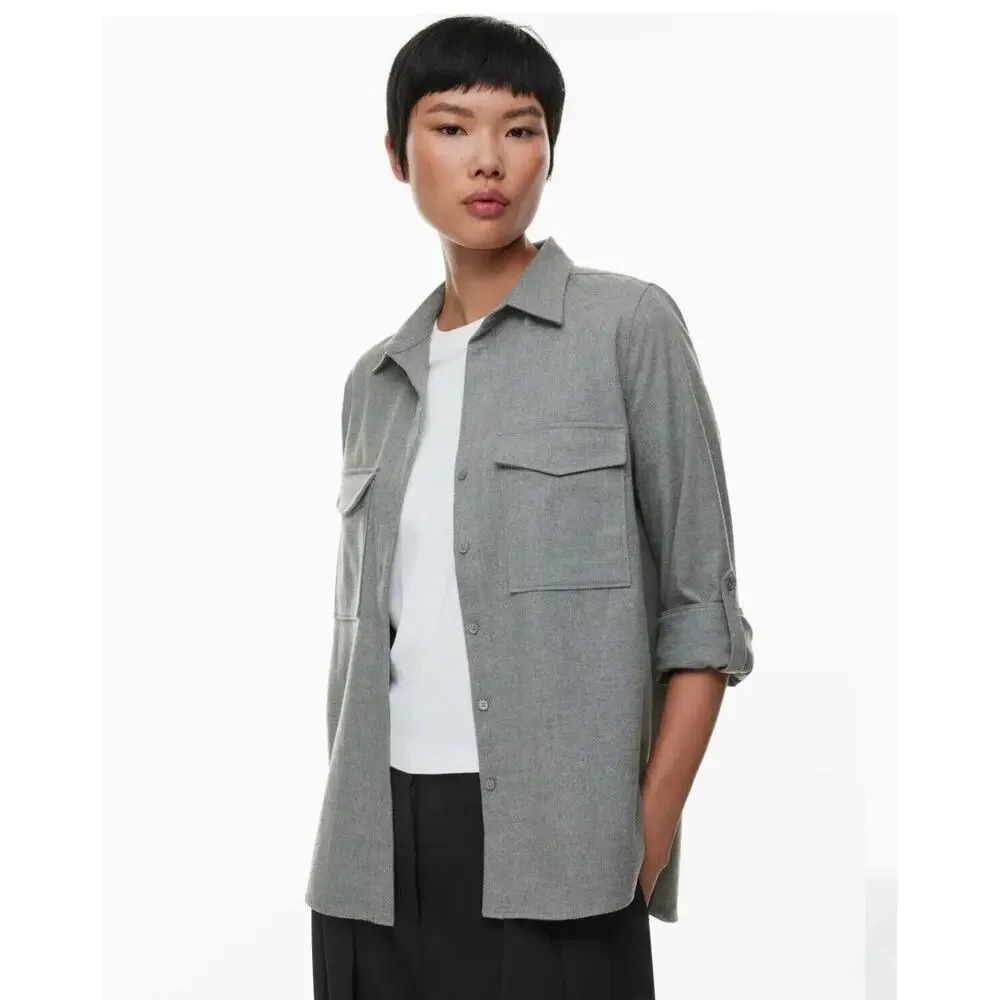 Aritziababaton Utility Flannel Button Shacket Blo… - image 2